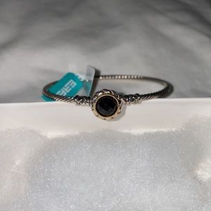 Effy black onyx cable twist bracelet 925 sterling silver 14k gold halo